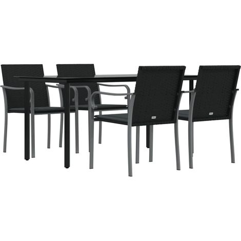 vidaXL 5 Piece Garden Dining Set with Cushions Poly Rattan and Steel (1/5)