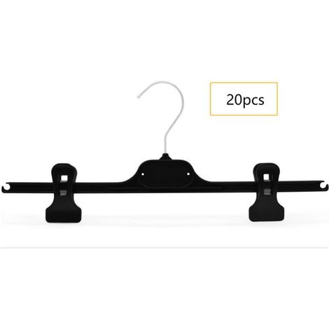 20pcs, Noir Cintres pour Pantalons Cintres avec Pinces Cintres Jupes 36cm Clip Cintres pour Jupes Pantalons (1/5)
