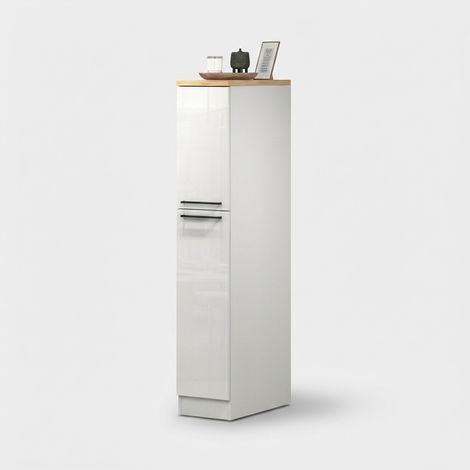 Meuble de cuisine moderne avec 2 tiroirs à épices 30x60x164,5 Trym - Blanc - Chêne