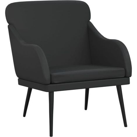 Fauteuil noir, dimensions : 63 x 76 x 80 cm, en similicuir. (1/5)