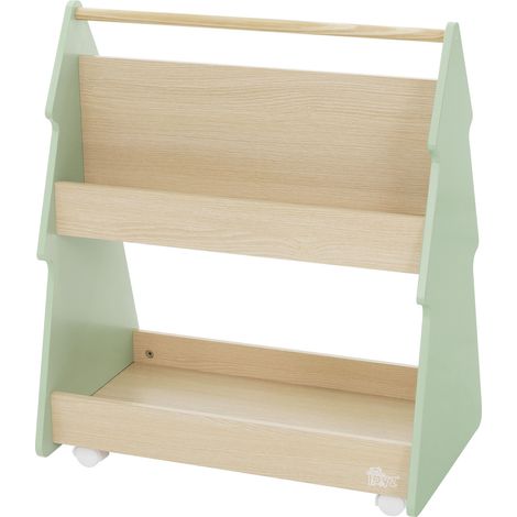 Joyz Estantería Infantil con Balda Abierta 60x38x70,5 cm Madera Diseño Abeto Verde-Naturaleza con 3 Baldas y 4 Ruedas Práctica y Decorativa Estantería de Almacenaje para Habitación de Niños