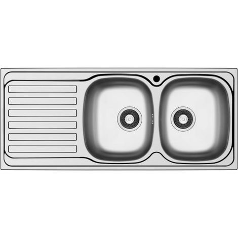 Lavello da incasso Adriatico116 monostampo 2 vasche e gocciolatoio sinistro inox