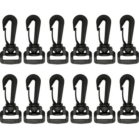 Ganchos giratorios de plástico - aptos para correas de hombro, mochilas y llaveros - 12 unidades - diámetro interior 2,5 cm (1/5)