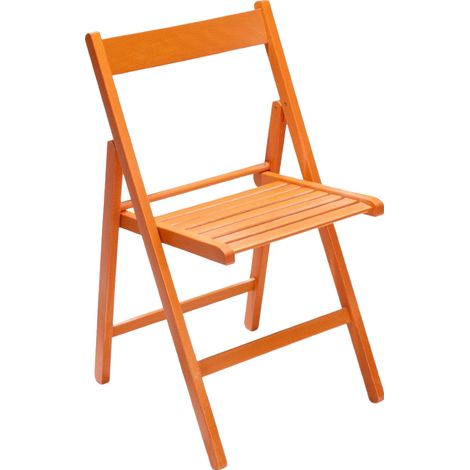 Marvin Sedia in Legno Pieghevole Birreria Colorata Interno o Esterno Salvaspazio Richiudibile da Campeggio Giardino Cucina Legno Massello Di Faggio Arancio - 1 Sedia