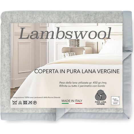 COPERTA in lana LAMBSWOOL GRIGIO MELANGE Matrimoniale 2 Piazze (1/5)