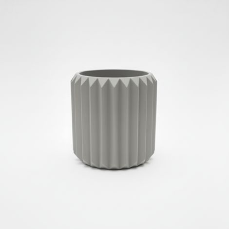 Vaso da fiori moderno, triangolare, grigio e scanalato, per piante.