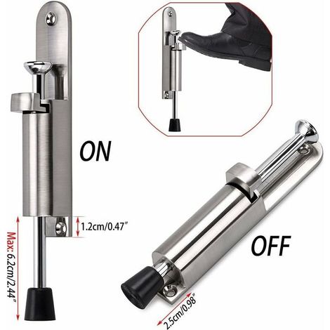2pcs Arrêt de Porte Support de Porte Butoir Bloque de Porte en Acier Inox avec Caoutchouc (argenté) (1/3)