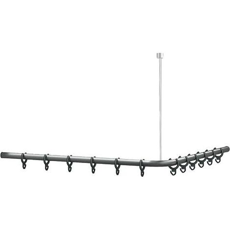 Barre rideau de douche Normbau Cavere, 1200x1200mm, anthracite métallique, sans suspension plafond
