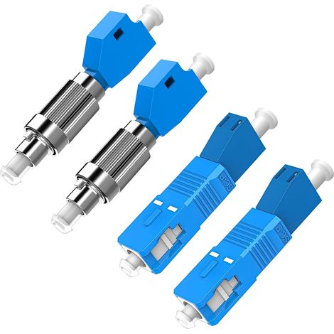 Lot de 4 Adaptateur Fibre Optique, Connecteur FC Mâle vers LC Femelle et SC vers LC, Monomode 9/125um pour Test Instrument (1/5)