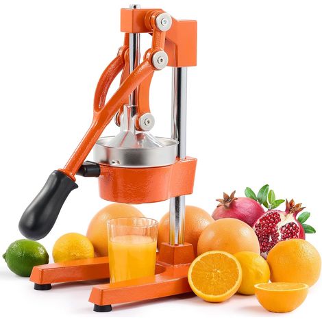 Presse Agrumes Manuel Silencieux en Acier Inoxydable de Qualité Alimentaire Broyeur Jus Presse Orange Lime Citron Pommes Fruit, Orange (1/5)
