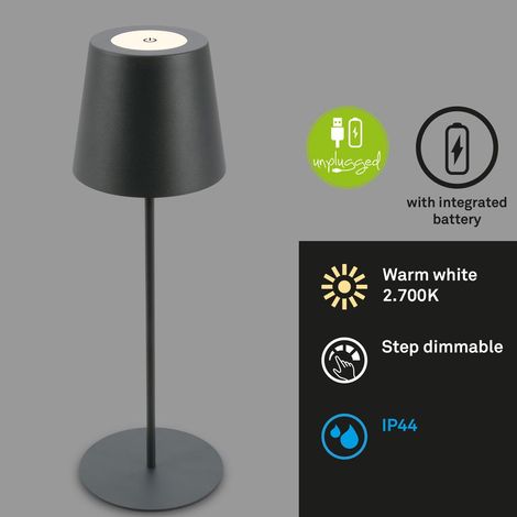 Tischlampe Akku Tischleuchte Kabellos Touch höhenverstellbar Akku tauschbar