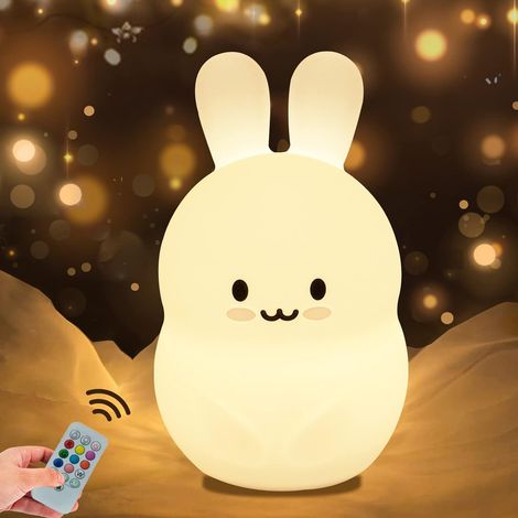 Gros lapin Veilleuse enfant Chambre Lampe Veilleuse bébé Veilleuse lampe enfant LED Veilleuse 9 Couleurs Veilleuse Bébé Veilleuse USB en silicone veilleuse adulte cadeau Cadeau de Nol enfant (1/5)