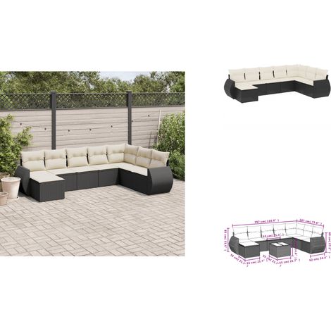 8-tlg. Garten-Sofagarnitur mit Kissen Schwarz Poly Rattan - Gartenmöbel Set - PE-Rattan Möbel - Outdoor Lounge - Gartenlounge - Esstischgarnitur (1/3)