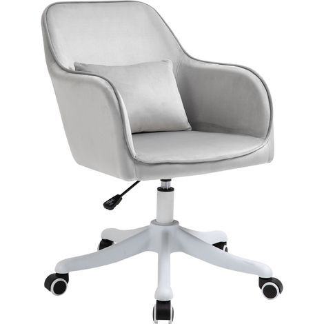 Wohnzimmer Drehstuhl, Bürostuhl mit Massagefunktion, Schreibtischstuhl mit Armlehnen und Lendenkissen, Grau