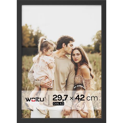 Cadre Photo 29,7x42 cm WOLTU, Cadre pour Photo A3 en Bois MDF, Décoration Murale ou sur Table, Noir (1/5)