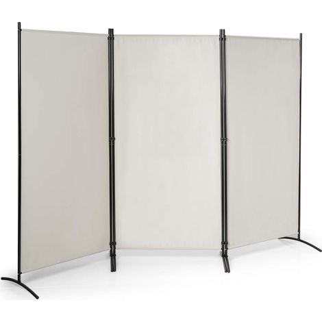 COSTWAY Raumteiler 260x183cm mit verstellbaren Untersetzern, Trennwand Paravent Wand Sichtschutz Wandschirm Beige, 3-teiliger (1/5)