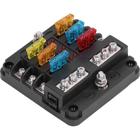 Porte-fusible étanche 6 voies avec voyant LED, boîtier à lames pour bateau et véhicule, support de boîte à fusibles (1/5)