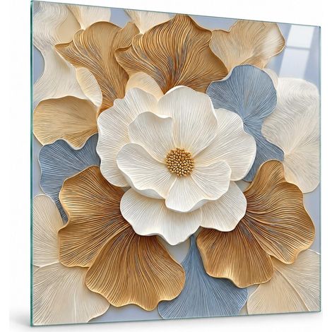 Lupia Quadro Floreale su Vetro 30x30 cm GLASS PETALI RIGATI 1 da Parete (1/4)