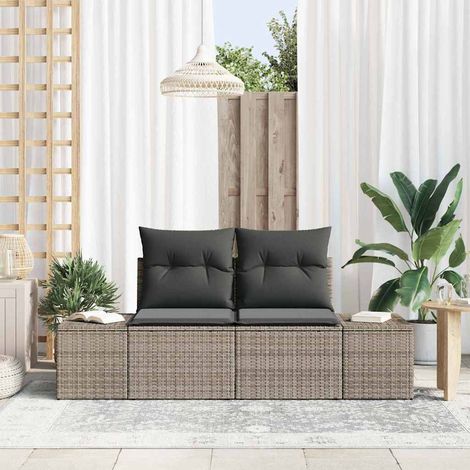 Canapé de jardin-Sofa d'extérieur avec coussin Gris 184 x 62 x 69 cm polyrotin 711439 (1/5)