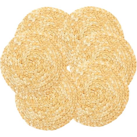 Dessous de Verre en Jonc de Mer 18 cm, Lot de 6 pour Table en Bois et Bureau (1/4)