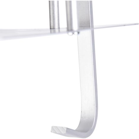 Étagère murale de rangement en aluminium à double niveau avec 2 crochets de suspension pour salle de bain (1/5)