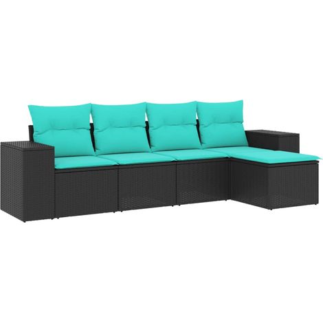 Maison Exclusive - 5-teiliges Gartensofa-Set mit Kissen, schwarze (1/5)