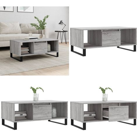 Table basse Sonoma gris 90x50x36,5 cm Bois d'ingénierie - Table Basse - Meuble Salon - Table D'appoint - Table Design - Mobilier Contemporain - Home & Living (1/5)