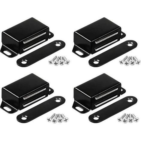 Loquet Magnetique Porte,Lot de 4 aimants de placard,acier inoxydable,très résistants,avec vis,pour porte de placard de salle de (1/4)