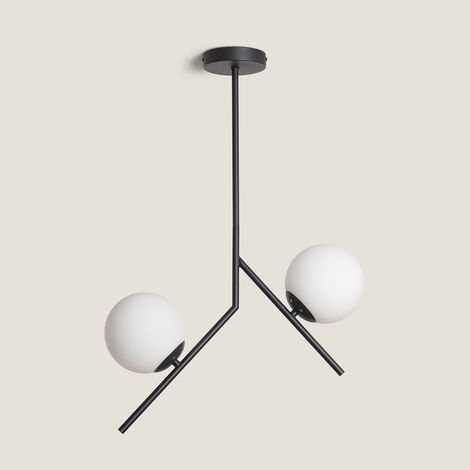 Lampada a Sospensione in Metallo e Vetro Balts Nero
