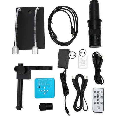 Caméra pour microscope industriel 34 MP 2K 180x haute résolution, boîtier robuste en alliage d'aluminium, connexion USB, prise européenne (1/5)
