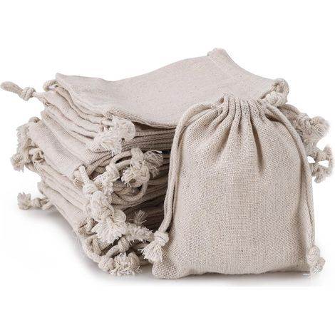 Petit Sachet Tissus en Toile, 30PCS Jute Sac à Savon en Coton et Lin, Poche à Cordon en Lin Parfumée Enveloppe Sachet pour Mariages Bijoux Noël la Fête Bricolage (8 x 10cm) (1/4)