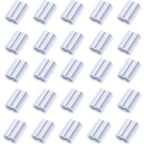 Lot de 25 pinces à sertir en aluminium - 6 mm - Pour câble en acier et caoutchouc (1/5)
