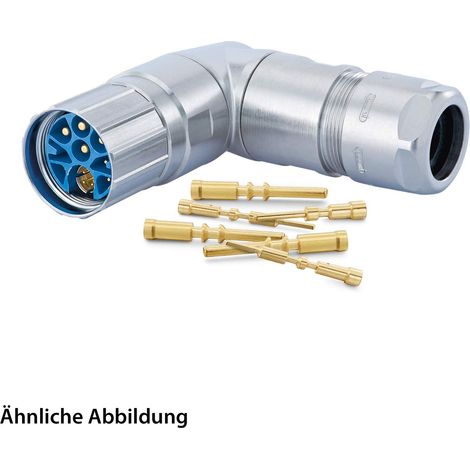 HUMMEL SET inkl. Kontakte M23 Hybrid Kabelsteckverbinder, Crimpeinsatz gewinkelt Polzahl 3+4+4+PE, Stift drehbar Klemmbereich 7,0mm - 12,0mm - 1 Stück