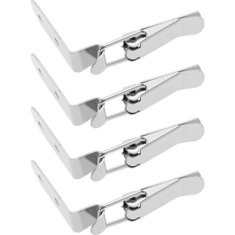 Lot de 4 verrous de porte à angle droit de 90 degrés pour boîte à outils, boîte en bois, petite boîte, clôture en bois, argent (sans boulon de verrouillage) (1/5)