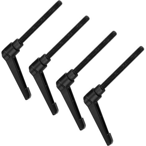 Lot de 4 poignées à levier de serrage, poignées de machine à filetage mâle en acier inoxydable M8, noir, 30 mm (1/5)