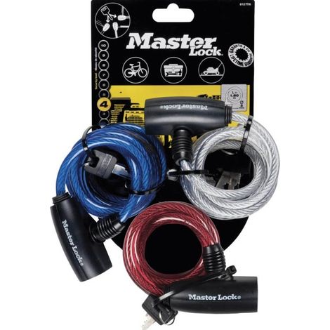 Lot de 3 antivols cables velo cadenas a cles Longueur 1.8 m (1/2)
