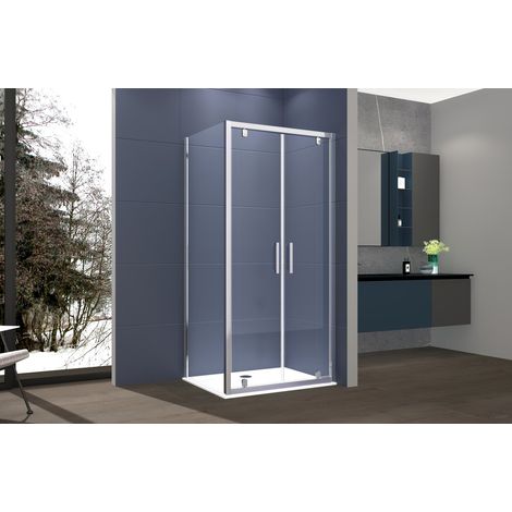 Box Doccia 2 lati 70x90 cm fisso + due battenti H195 cm IOLE Cromato (1/5)
