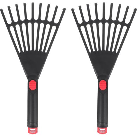 Lot de 2 râteaux de Jardin à Main en Plastique avec poignée Ergonomique, Petit râteau pour Feuilles, Jardinage, Culture, ameublir Le Sol et étaler Le paillis (1/5)