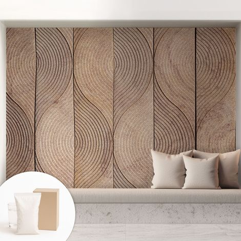 Papier peint intissé décoratif avec motifs pour salon et chambre a motif - Colle incluse gratuite Vagues de bois 208x146 cm (1/5)