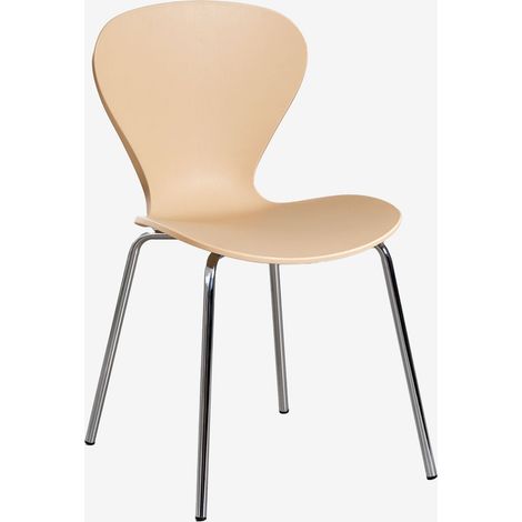 SKLUM 4er Set stapelbare Esszimmerstühle Uit Braun Weizen Grau Chrom (1/5)