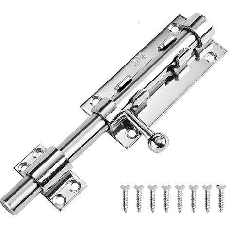 Schiebetorriegel 304 Edelstahl abschließbar mit Vorhängeschloss-Loch, 160/196mm