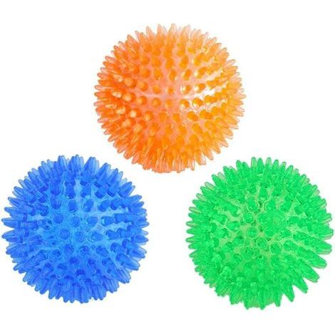 Pelotas masticables con sonido para mascotas (3 piezas), pelotas blandas para perros, juguetes para la limpieza dental, pelotas para perros y gatos pequeños, medianos y grandes. (1/5)