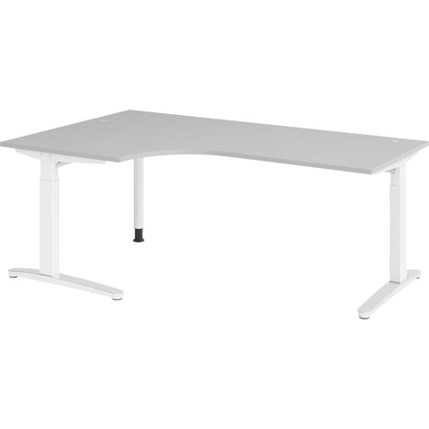bümö Schreibtisch Serie-XB Eckform: 200 x 120 cm  Grau Weiß/Alu (1/5)