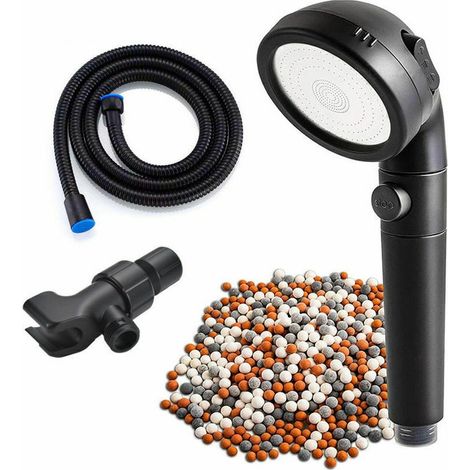 Shower Head, Anti-Limescale Filtering Shower Head, 3 Pressure Modes, Water Saving Shower Head for Bathroom with Panel, Filter Ball (1/4)