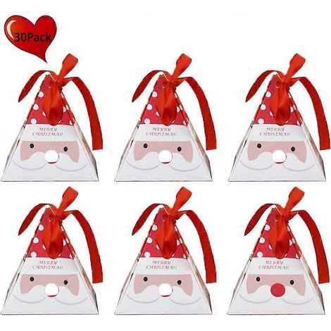 Lot de 30 boîtes en papier pour Noël, sachets cadeaux pour bonbons et chocolats, décorations de fêtes (Père Noël) (1/5)