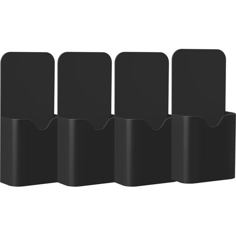 Boîte de rangement magnétique, 4 pièces, pour marqueurs et fournitures scolaires. Organiseur noir pour frigo, bureau ou casier. (1/5)