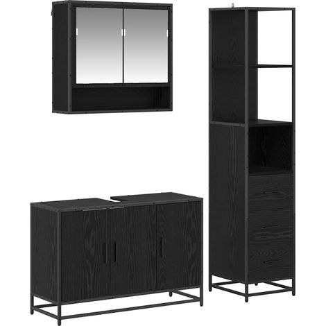 Maison Exclusive - Badezimmermöbel-Set 3 pcs Schwarz Eichen-Optik