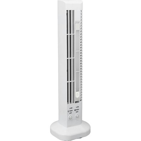 Ventilateur tour avec lampe de bureau LED blanche, compact, portable et sûr, sans pales, 2 vitesses, pour bureau ou dortoir. (1/5)