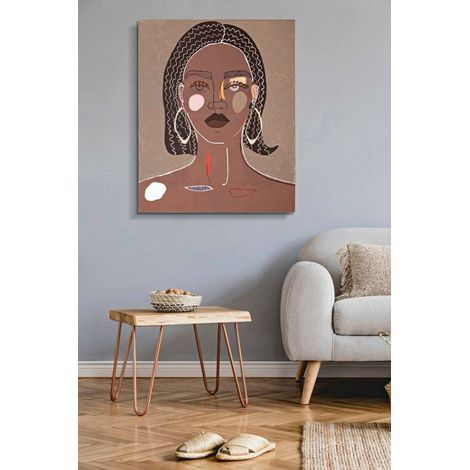 Dmora - Quadro Beverino, Dipinto da parete, Pannello ornamentale, Accessorio decorativo, 80x3 h100 cm, Marrone (1/5)