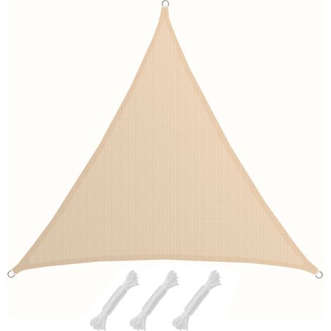 UV Sonnensegel 5x5x5 HDPE Dreieck Sonnenschutz Überdachung Balkon Garten Beige